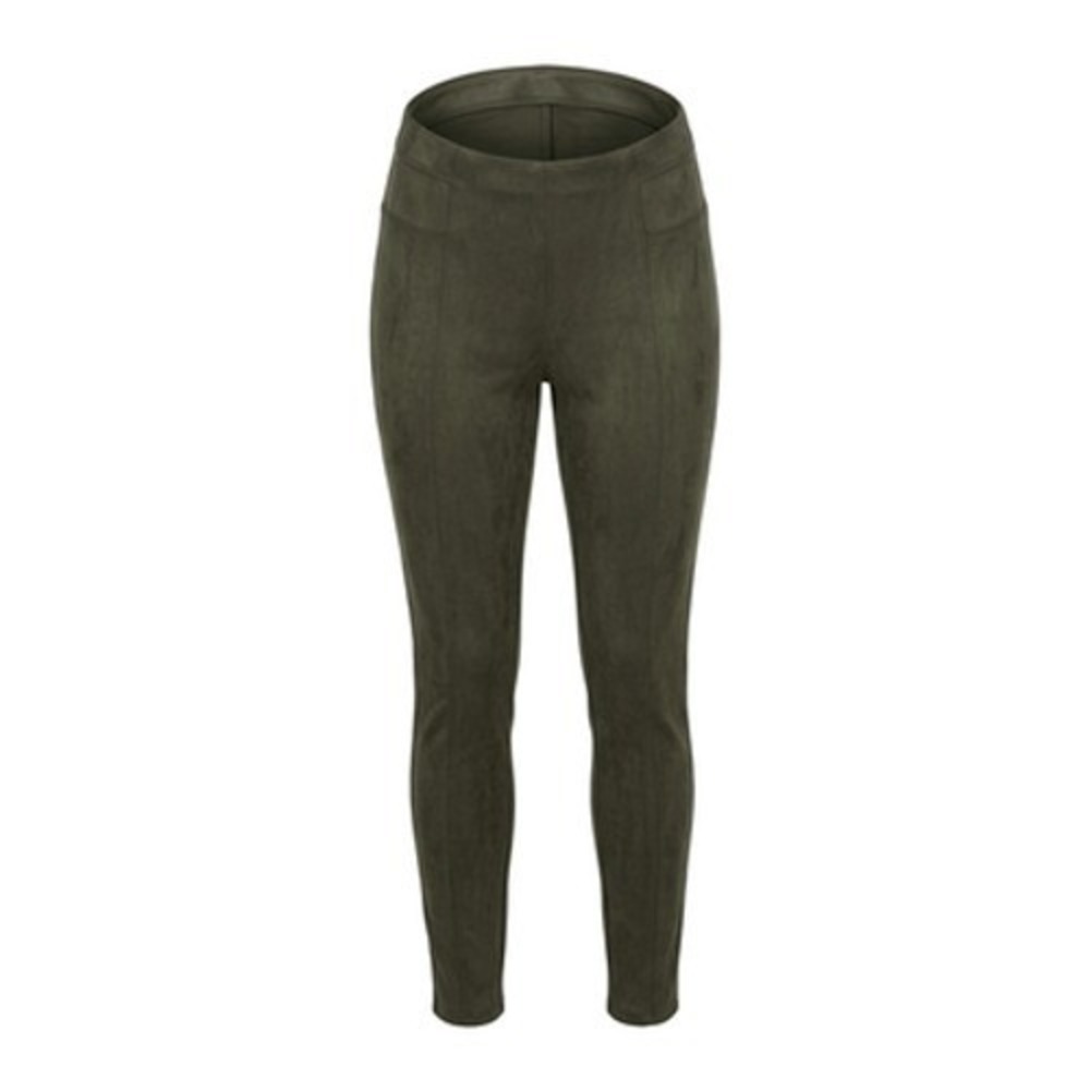 Spanx Leggings Womens L Green High Rise Ankle Faux Suede Stretch Shaping Pants